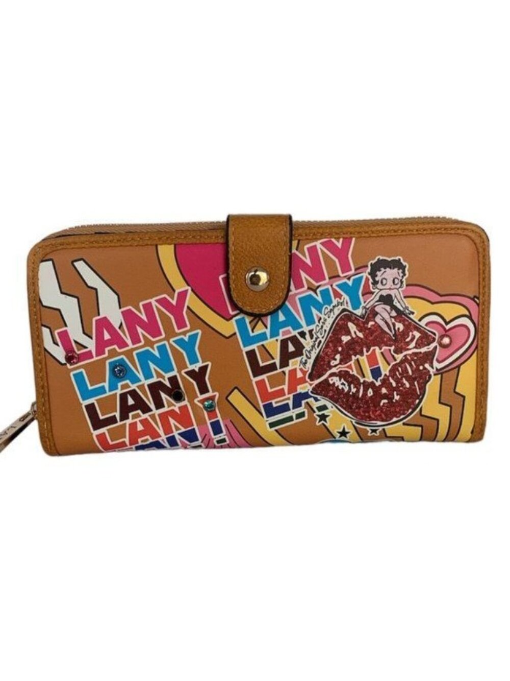 NEW Betty Boop Lips Paris Colorful Faux Leather Multi Wallet Wristlet Clutch